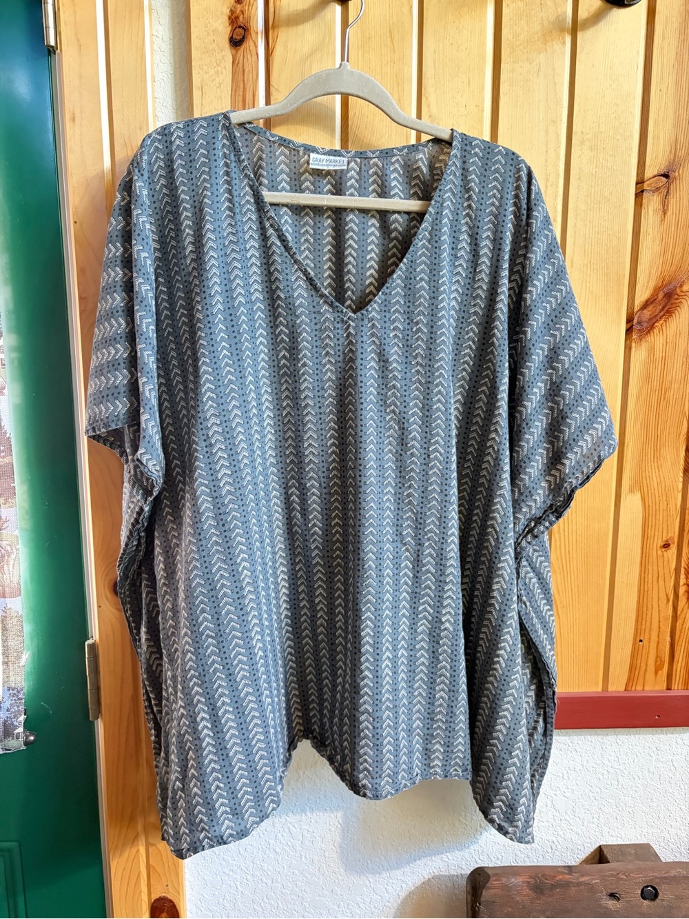 Handmade Graymarket Design Cotton Block Print Caftan Top One Size